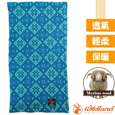 荒野 WildLand 新款 X-Buff Merino 加長美麗諾羊毛5功能保暖魔術頭巾(圍脖.圍巾.頸套.口罩.帽子) 藍綠色