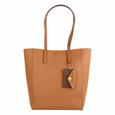 MICHAEL KORS  MK金字滿版PVC皮革附卡夾包肩背包(駱駝色)大款