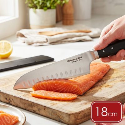 《KitchenAid》美國 Gourmet附套不鏽鋼三德刀(黑18cm) | 萬用廚刀