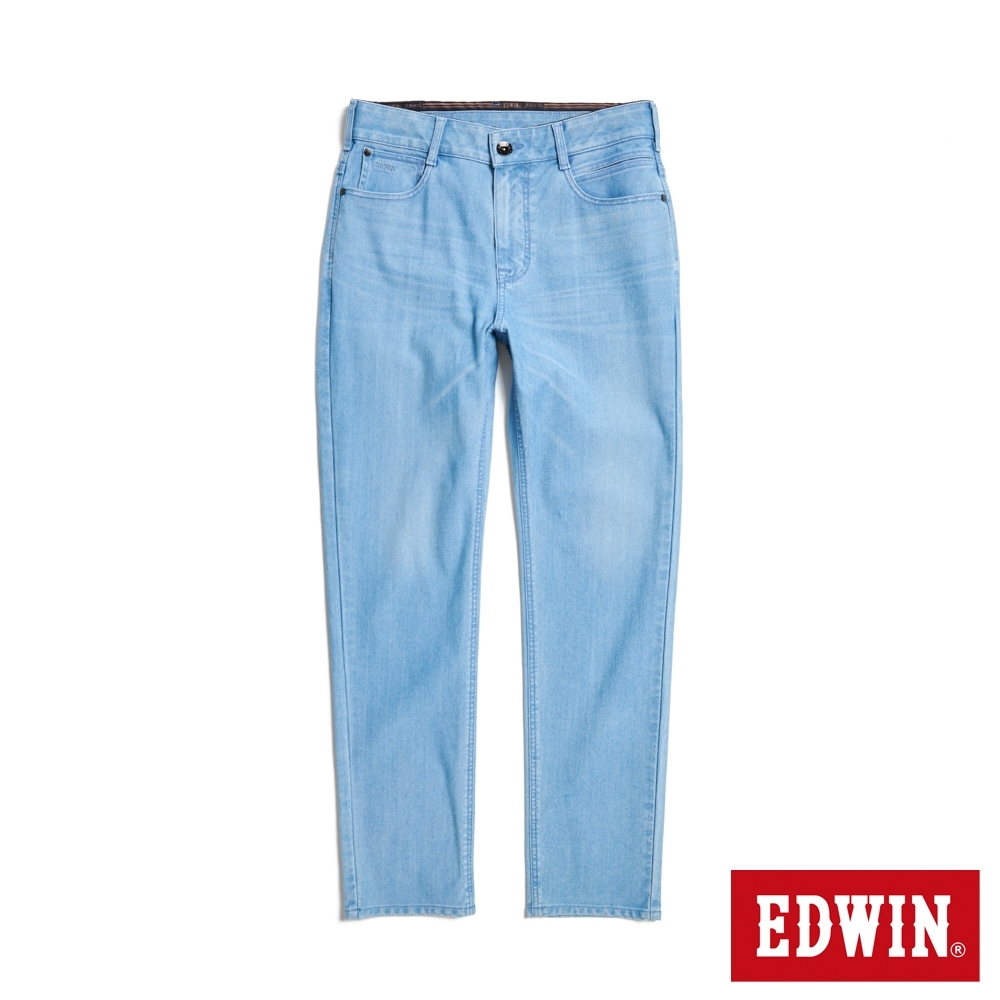 EDWIN 男裝 JERSEYS 迦績 冰河玉永久涼感中直筒牛仔褲-石洗藍
