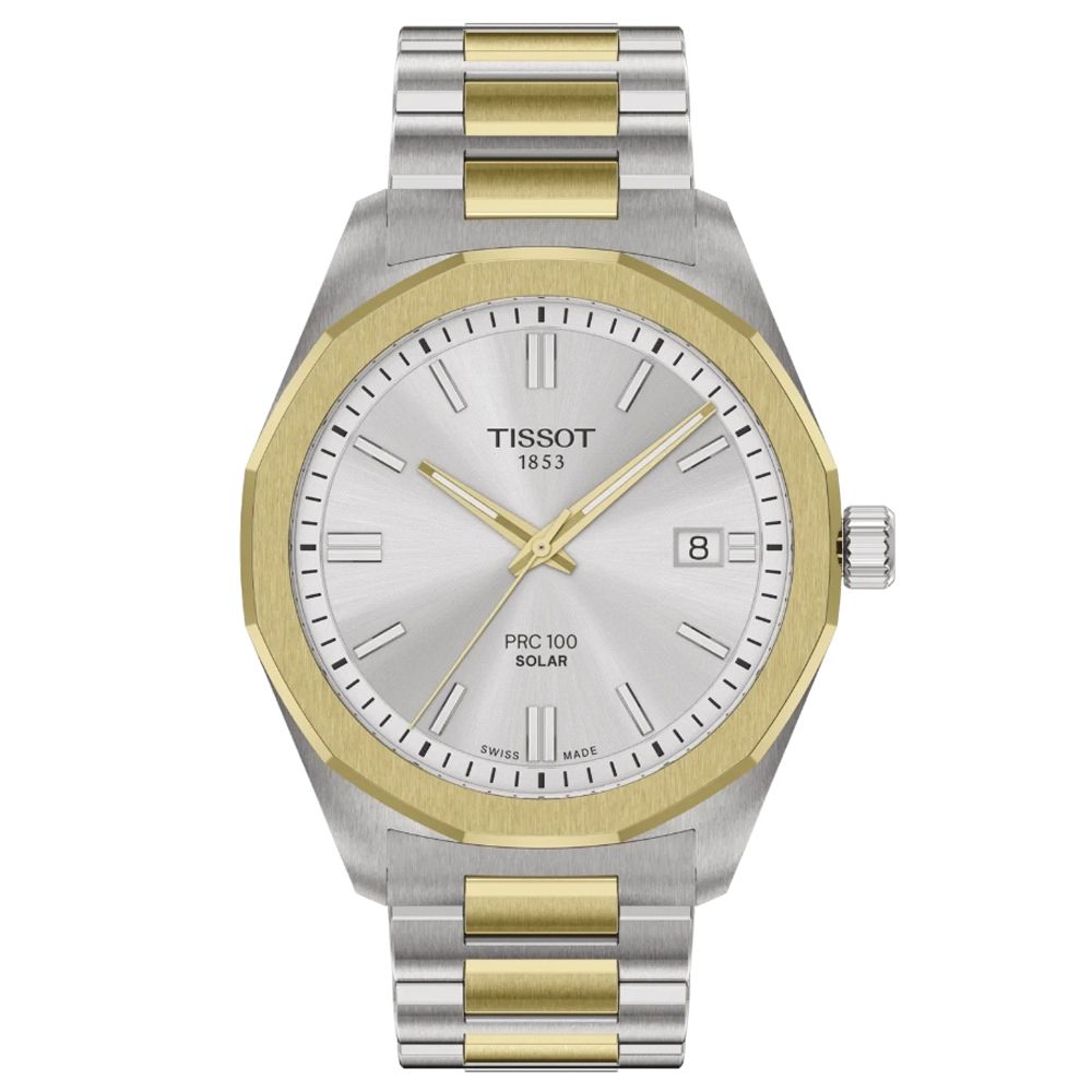 TISSOT天梭 官方授權 PRC 100系列 12邊形錶圈 太陽能腕錶 開學季 禮物 送禮 39mm/T1514222203100