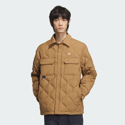 ADIDAS ORIGINALS 愛迪達 阿迪達斯 三葉草 男羽絨外套-咖啡色 LIGHTWEIGHT DOW-JD3748