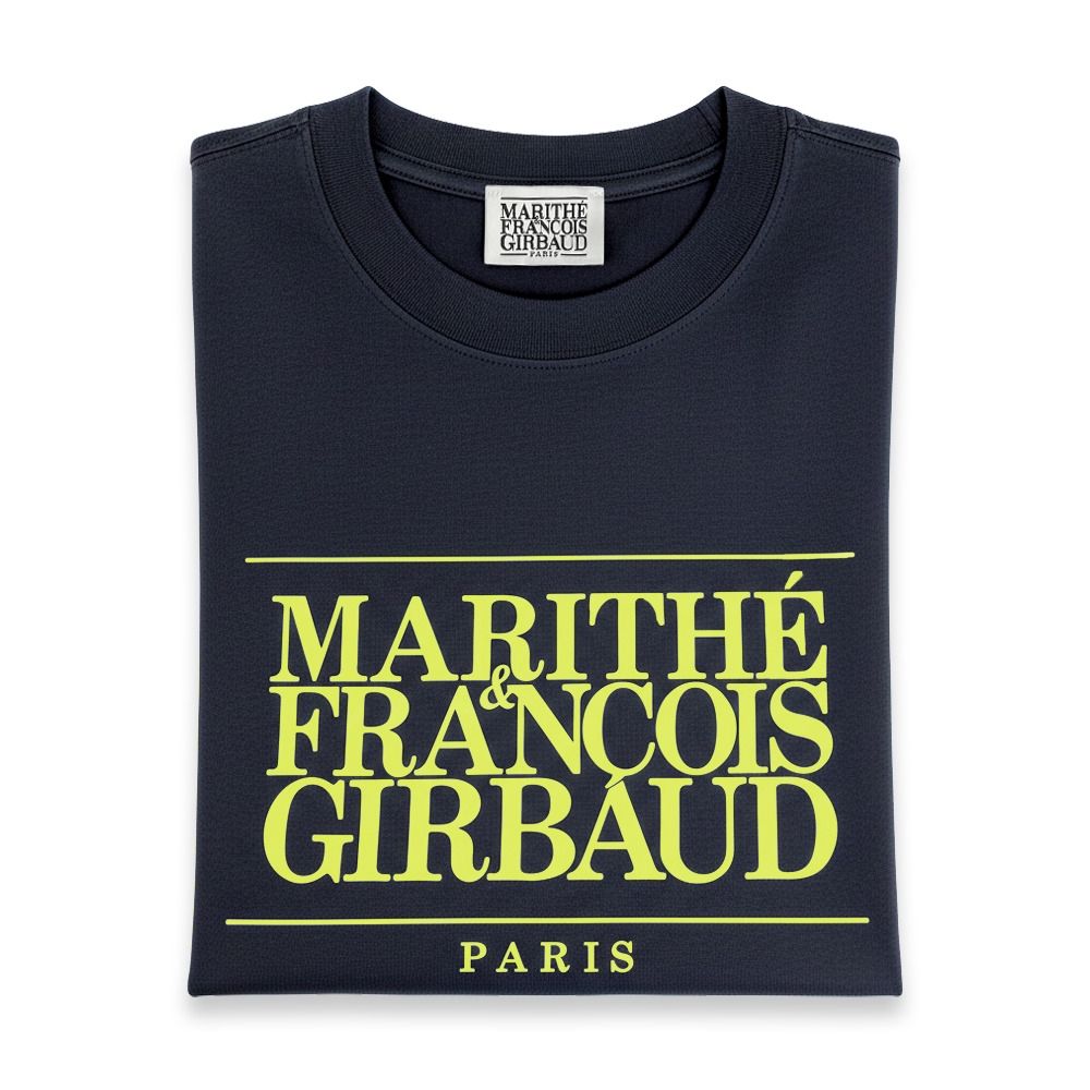 MARITHÉ FRANÇOIS GIRBAUD經典短袖T恤(中性款)多款 (海軍藍-黃字)