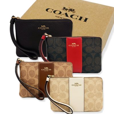 COACH 經典C LOGO/直紋/花卉零錢包/手拿包禮盒(多色供選)