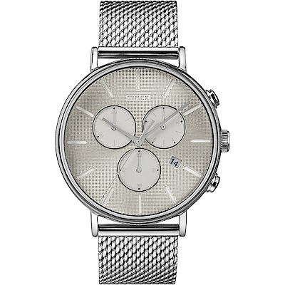 TIMEX 天美時 Fairfield Chrono系列 時尚三眼計時手-銀/41mm