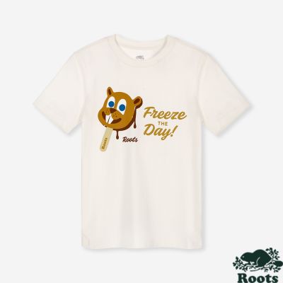 Roots 大童 POPS & SCOOPS 短袖上衣（米白色）