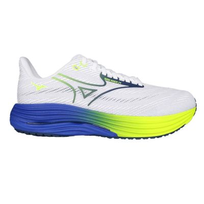 MIZUNO WAVE RIDER 29 SW 男緩震慢跑鞋-4E-寬楦 J1GC250453 白藍螢光綠