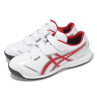 Asics 棒壘球鞋 Neorevive TR 3 男鞋 白 紅 魔鬼氈 皮革 抓地 教練鞋 1123A042101