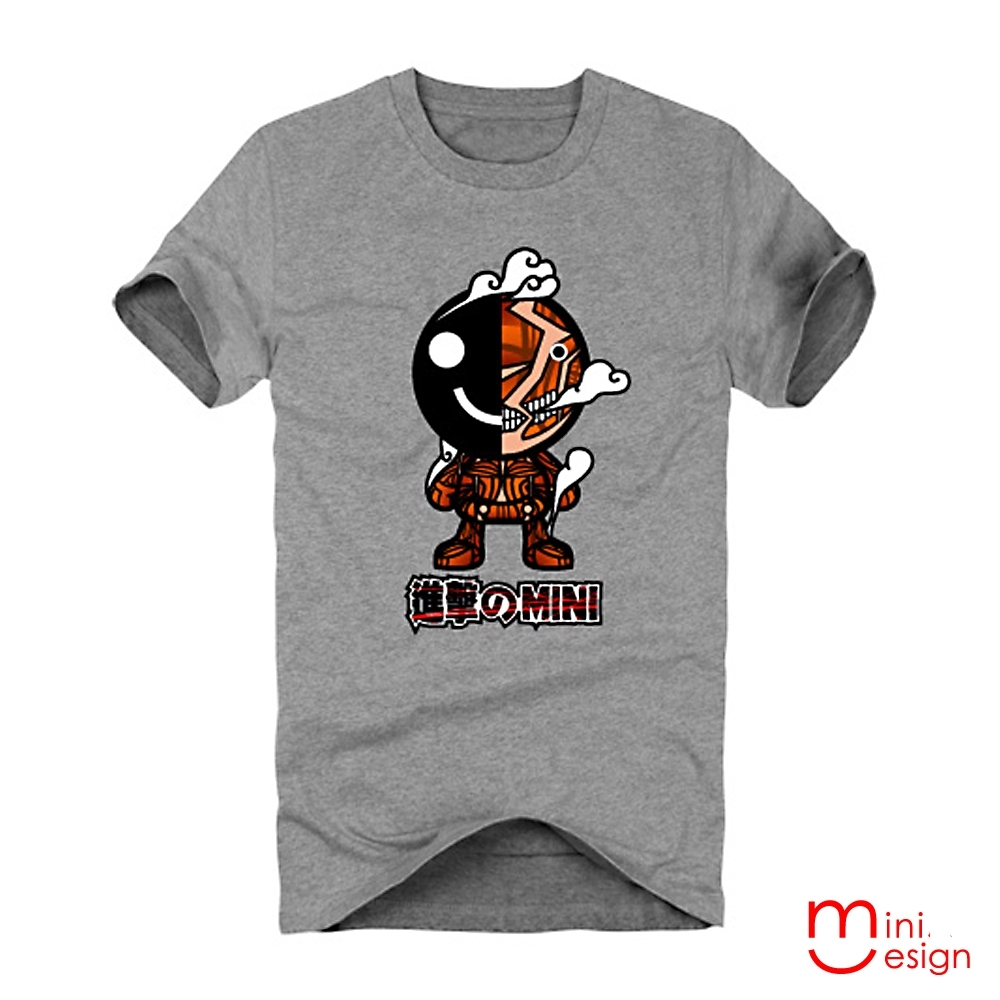 半臉進擊的MINI潮流設計短T 三色-Minidesign (灰色)