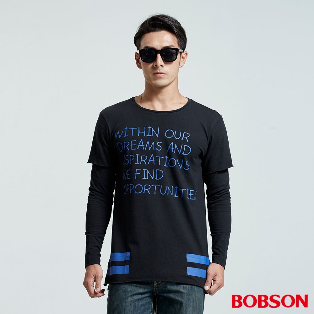 【BOBSON】男款長版型印圖潮T  (35045-88)