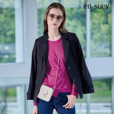 【en-suey 銀穗】EU紐結設計彈性T恤上衣