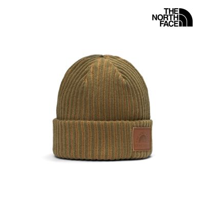 【The North Face 官方旗艦】北面男女款棕綠色針織保暖毛帽｜8HMN0ZQ