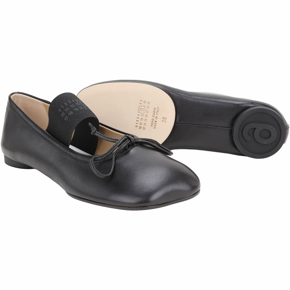 MM6 MAISON MARGIELA Anatomic Numeric 數字標籤織帶羊皮芭蕾舞鞋瑪莉