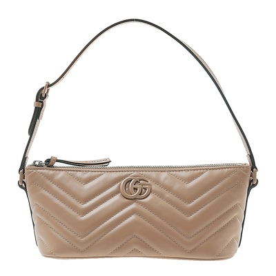 【GUCCI古馳】739166 經典Marmont系列絎縫牛皮手提肩背包腋下包 (膚色)