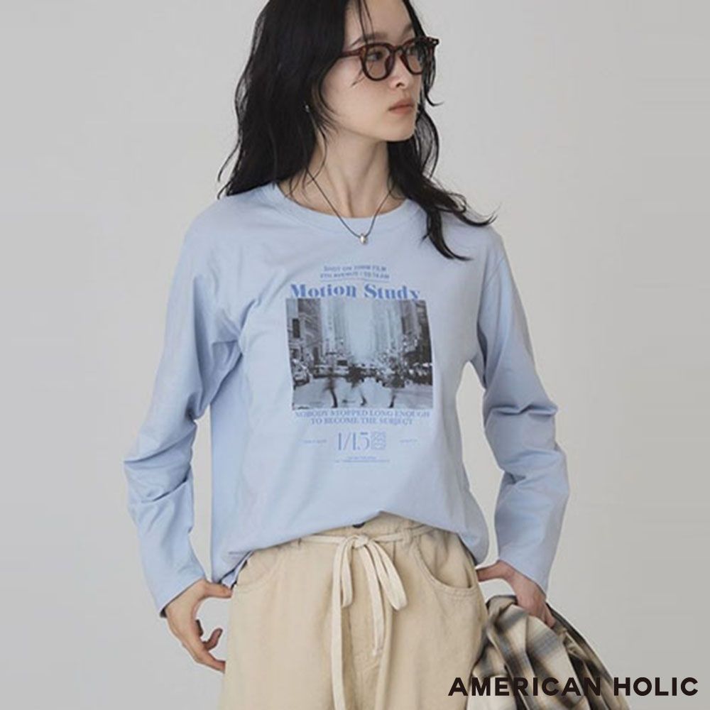 〔AMERICAN HOLIC〕印花圖案/標誌休閒圓領T恤
