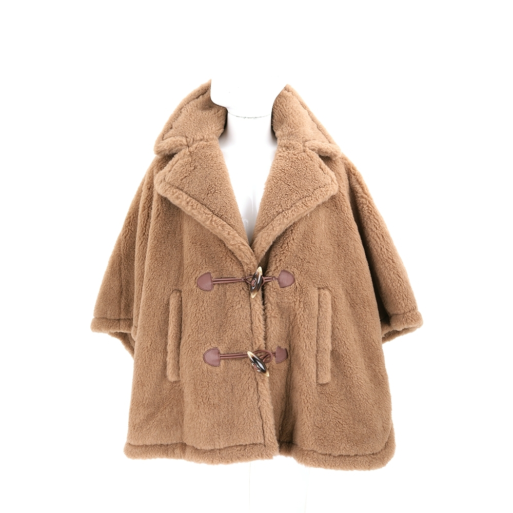 Max Mara GEORGE 泰迪熊絨毛棕色牛角扣斗篷大衣 外套