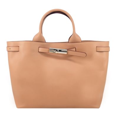 LONGCHAMP LE SMART系列小牛皮可調式竹扣手提包(黃棕)