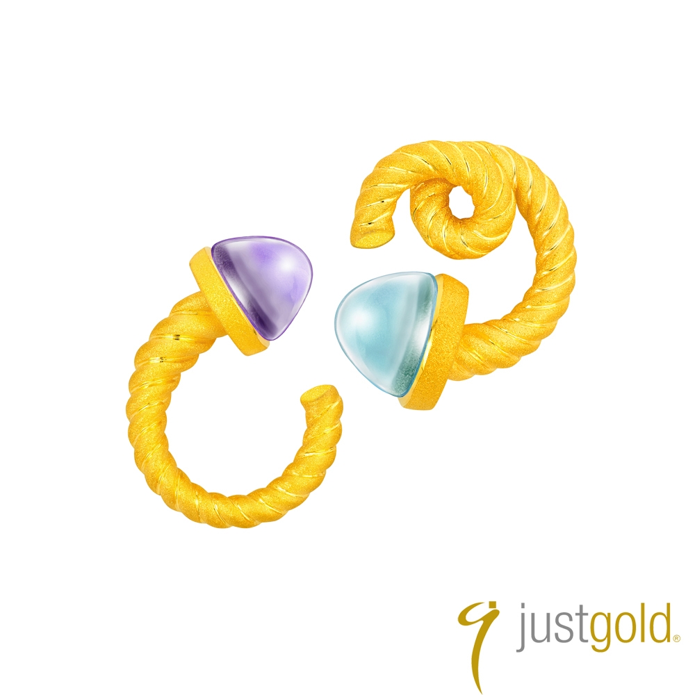 【Just Gold 鎮金店】相聚系列 純金耳環(雙邊不對稱設計)
