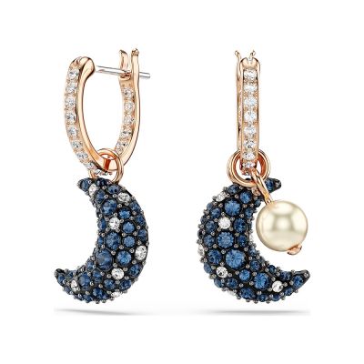 SWAROVSKI 施華洛世奇 Sublima 月影垂光水晶珍珠耳環 寵愛媽媽 送禮推薦-玫瑰金 5671569