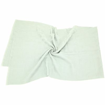 Longchamp 幾何字母織花紋 純羊毛短流蘇圍巾 披巾(190x47CM-水綠)