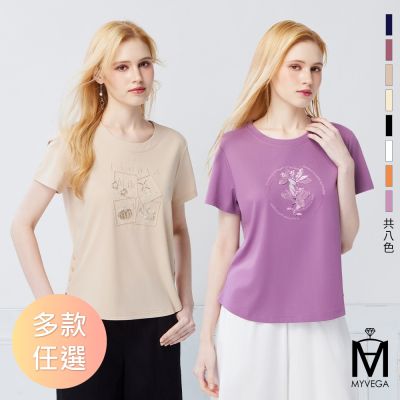 MYVEGA麥雪爾 MA嫘縈立體亮片刺繡印花上衣-多款任選