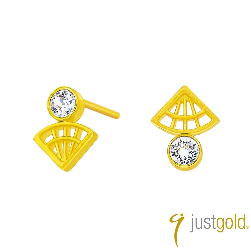 【Just Gold 鎮金店】藝綻 Linea Bloom 黃金耳環