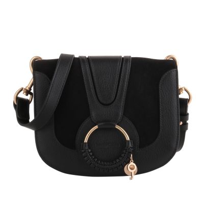 See by Chloe-HANA bag 麂皮皮革斜背馬鞍包(黑色)小款