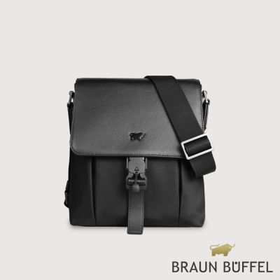 【BRAUN BUFFEL 德國小金牛】台灣總代理 瓦拉頓-B 直式斜背包-黑色/BF594-17-BK