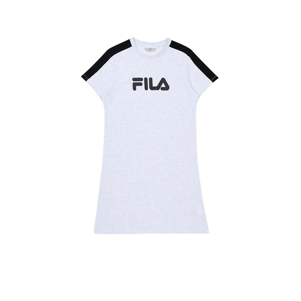 FILA 女短袖針織洋裝-淺麻灰 5DRY-5903-MY