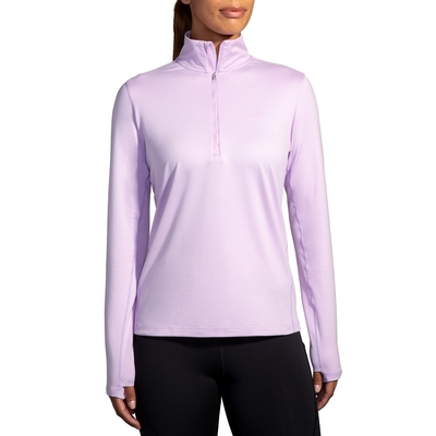 BROOKS 女 Dash 奔跑半拉鏈長袖上衣 2.0 淺蘭花紫(221651595)