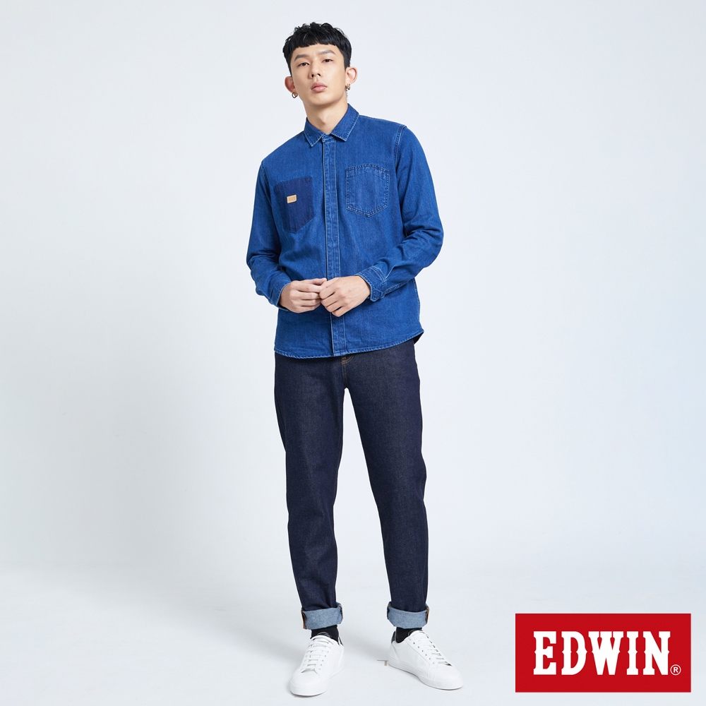 EDWIN 男裝 503 棉感復古AB牛仔長褲-原藍色