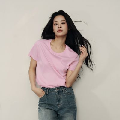 GIORDANO 韓國同款 女裝多巴胺風純棉純色圓領短袖T恤【多色任選】