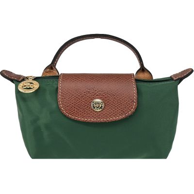 LONGCHAMP LE PLIAGE系列再生尼龍手提化妝包(英式綠)