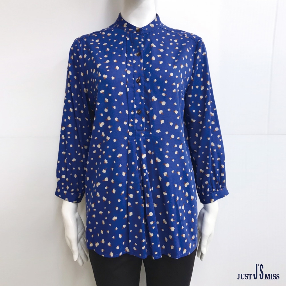 【Just J’S Miss】棉質印花襯衫 741W2 (87 寶藍)