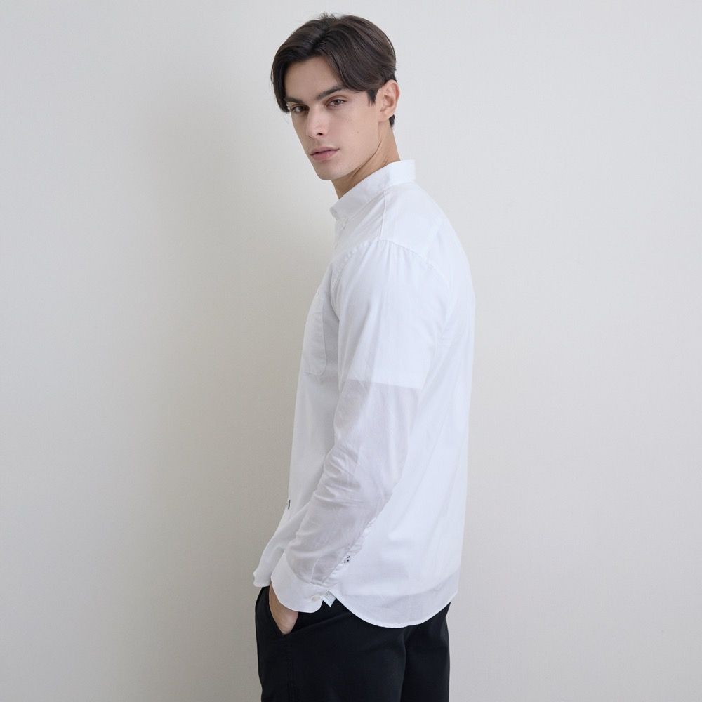 GIORDANO 男裝輕薄長袖襯衫 City Wander系列【多色任選】 (01 標誌白)