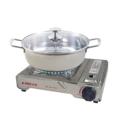 【ZHENG NIU 正牛】頂級316不鏽鋼鴛鴦火鍋32cm+卡旺攜帶式卡式爐(K1-A061S)