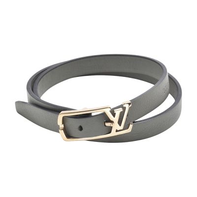 LOUIS VUITTON路易威登 LV MP051牛皮LV標誌金釦雙圈手環(灰綠色)