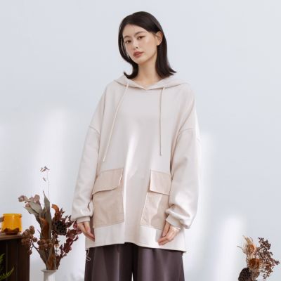 【MOSS CLUB】兔與花卉印花連帽T恤 米 咖 灰