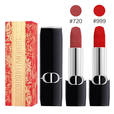 Dior迪奧 藍星唇膏絲絨特霧-新年限量版--- #720 豆沙紅棕 & #999經典正紅 3.5g --任選賣場