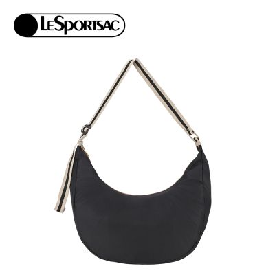 Lesportsac Large Hammock Adjustable Bag 時尚大型斜背包 月亮包 女包 開學購物季 送禮 禮物 推薦-黑米拼色