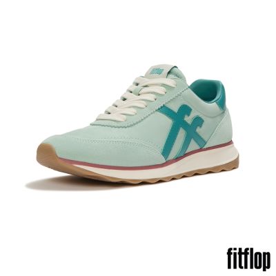 【FitFlop】RETRO-Q FF 布料/麂皮休閒鞋-女(薄荷綠色/藍綠色)