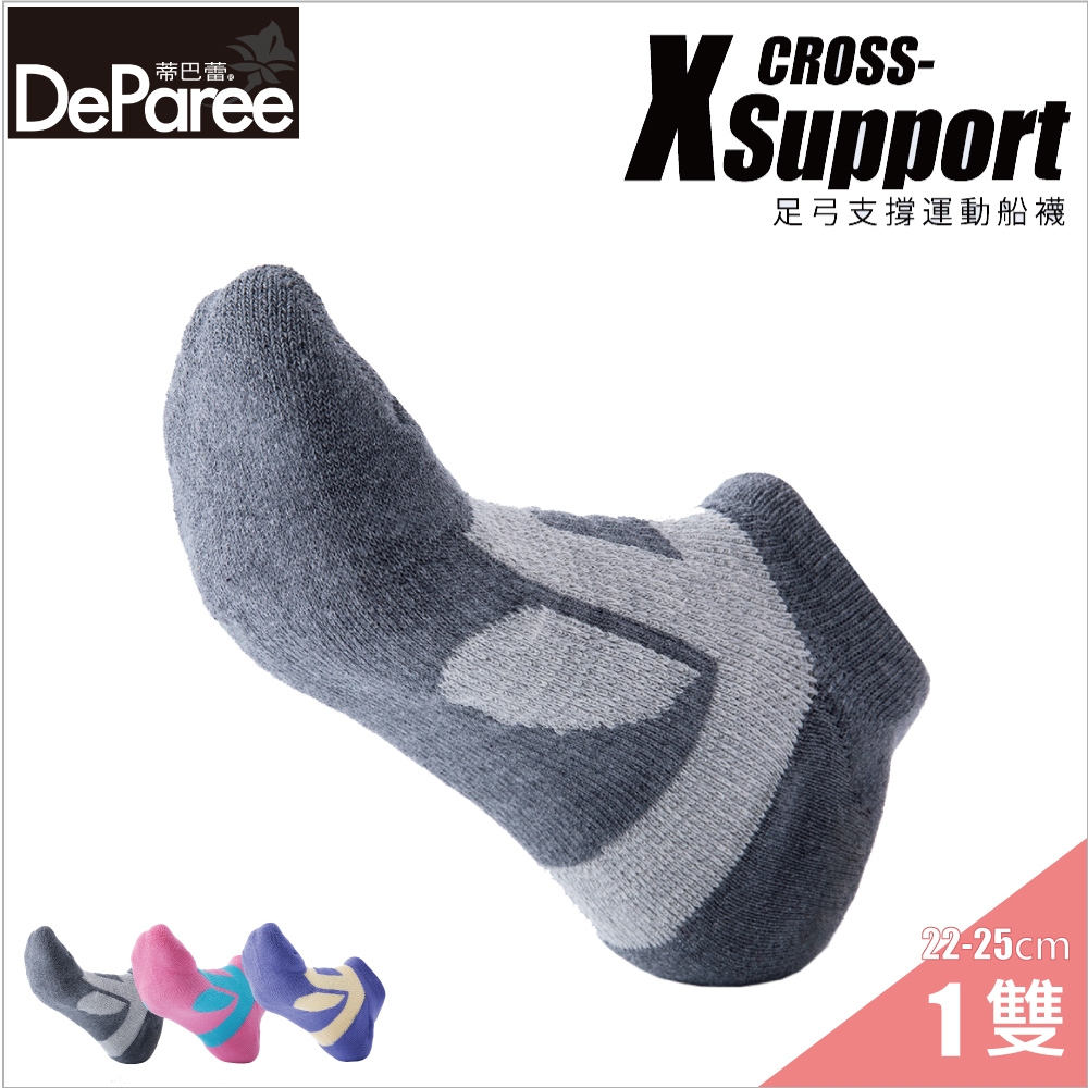 【蒂巴蕾DeParee】X Support 足弓支撐運動船襪 (女款/氣墊毛巾底/加壓織法穩定足弓/各種運動適穿) | 運動襪 | Yahoo購物中心