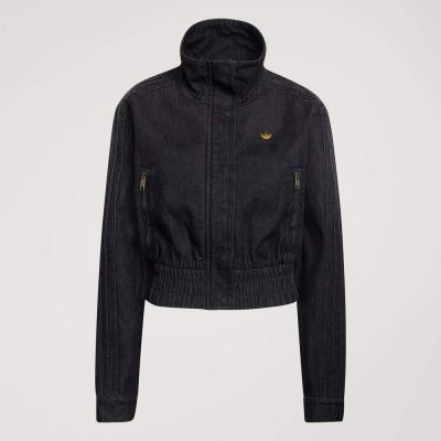 Adidas P Ess Denim Tt KD3918 女 立領外套 牛仔外套 休閒穿搭 黑 亞版 短版 丹寧