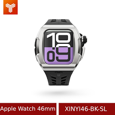 【Y24】 Apple Watch 46mm 不鏽鋼防水保護殼 WC-XINYI46-BK-SL 銀/黑