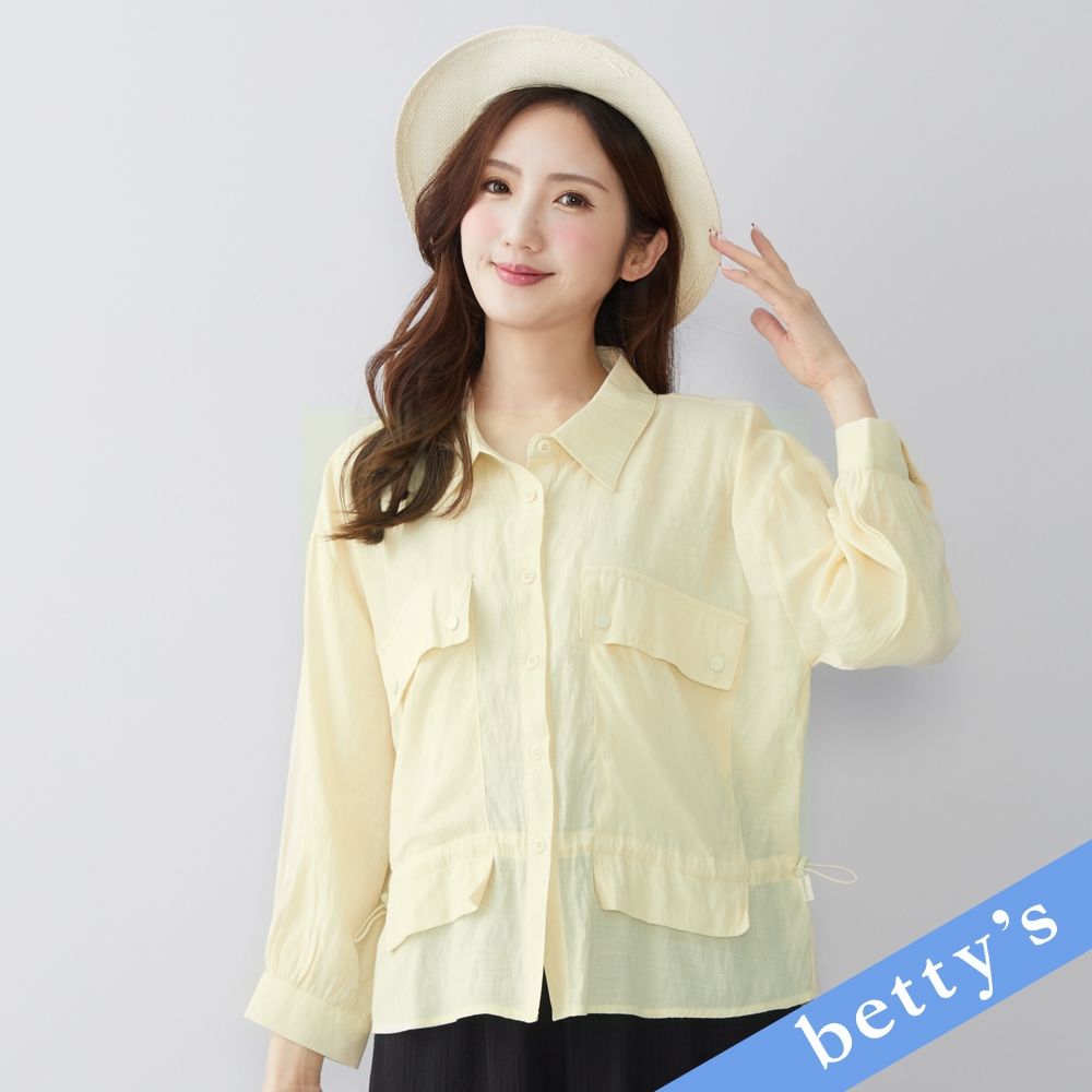 betty’s貝蒂思　腰間抽繩胸前口袋襯衫(黃色) (黃色)