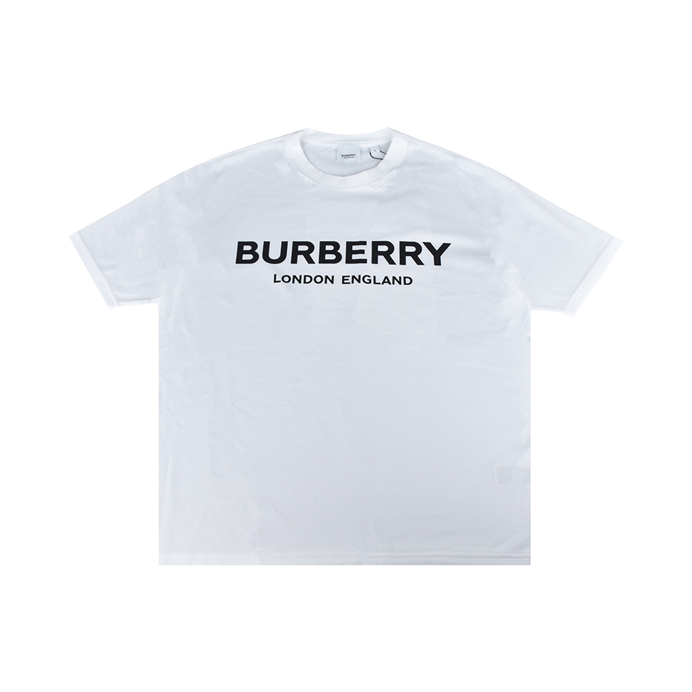 BURBERRY 巴寶莉  HORSEFERRY 字母LOGO印花純棉寬鬆圓領短袖T恤(女款/白)