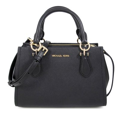MICHAEL KORS Marilyn 金字Logo防刮皮革三層兩用包(黑色)