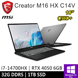 微星Creator M16 HX C14VEG-042TW-SP2 16吋黑(i7-14700HX/32G/1TB SSD