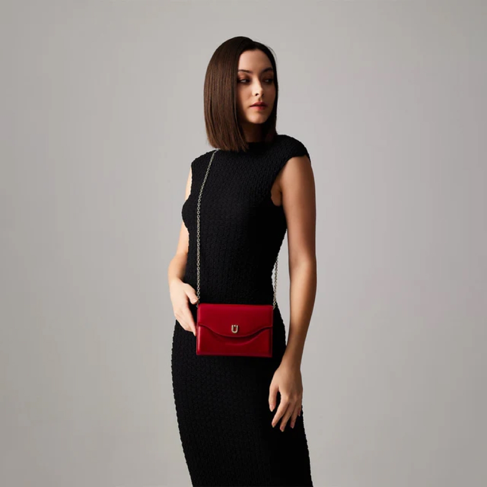 【BRAUN BUFFEL 德國小金牛】台灣總代理 艾拉娜-RED 8卡附背帶女夾-紅色/BF861-720-RD