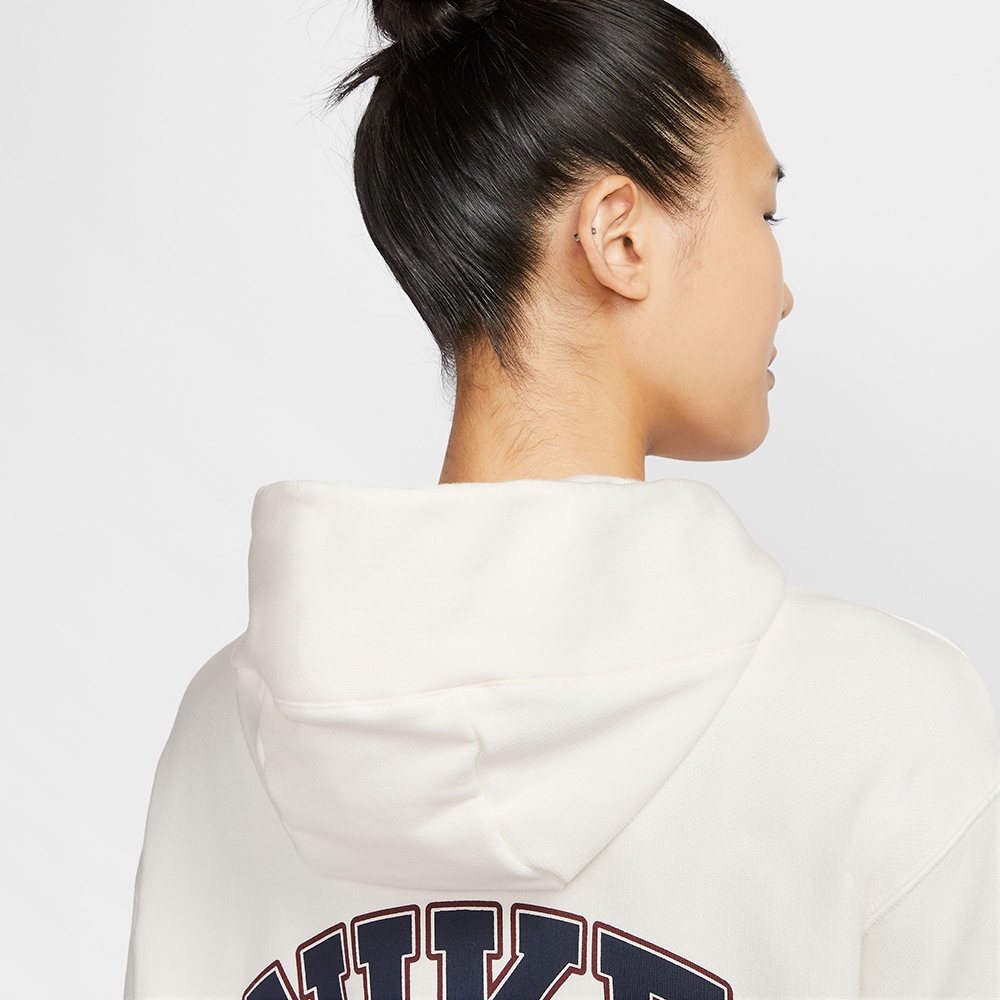 NIKE 長袖上衣女款帽T 運動AS W NSW PHNX FLC PO HD OS GCE 米白HV1743